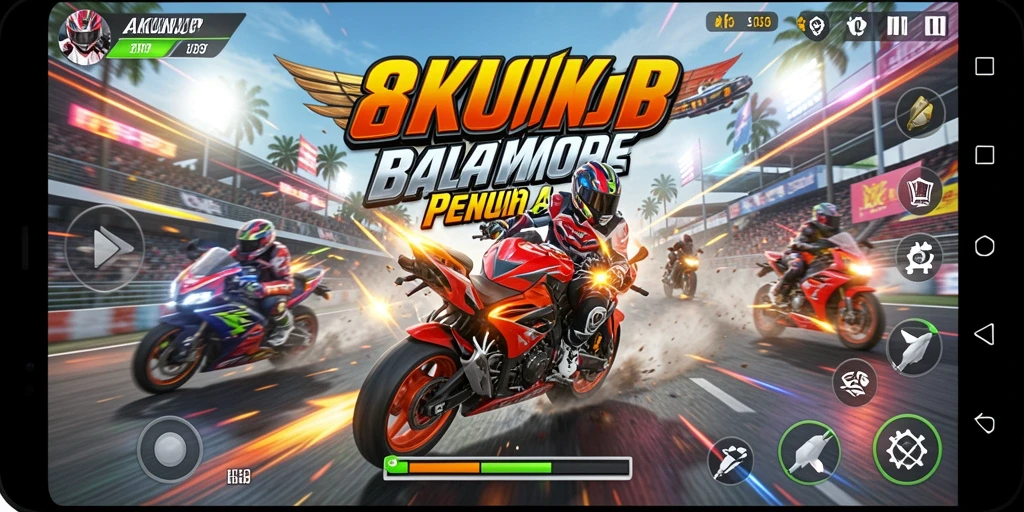 Gameplay seru AKUNJP dengan aksi balap motor yang mendebarkan.