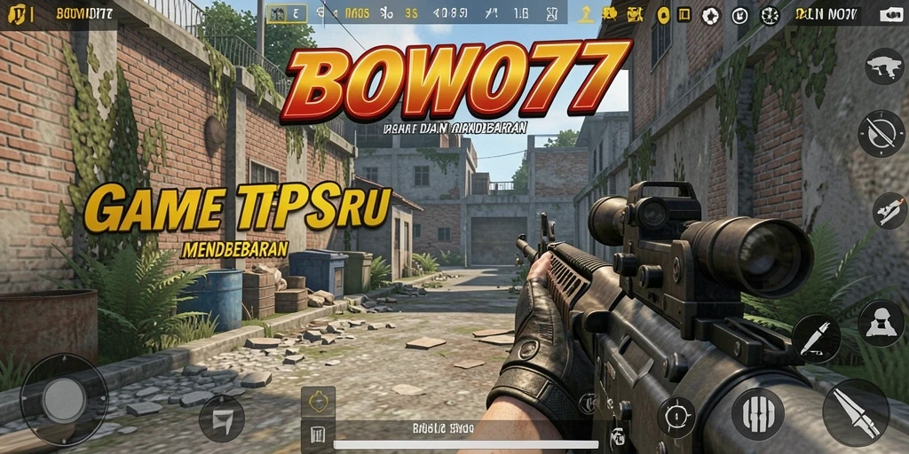 Screenshot gameplay BOWO77 menampilkan aksi seru dalam pertempuran TPS.