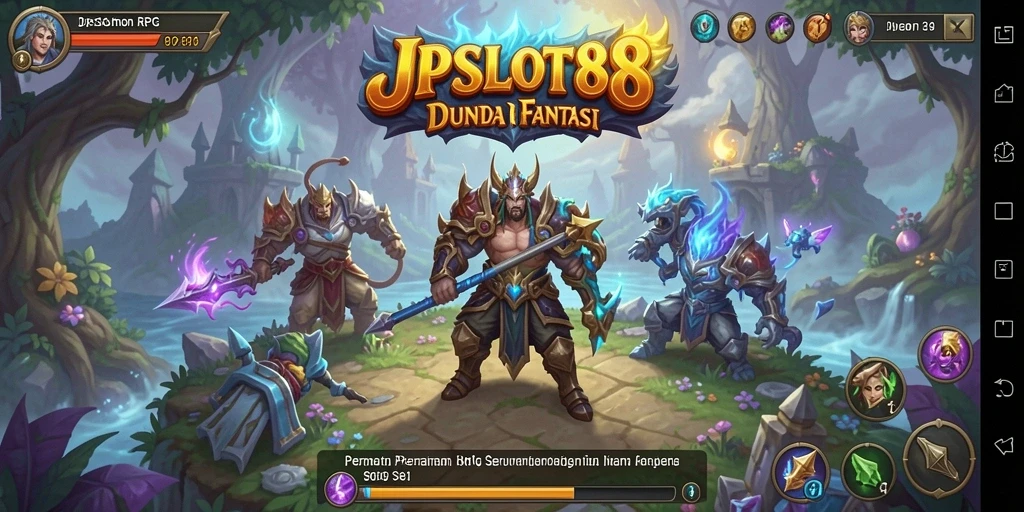 Tampilan gameplay JPSLOT88 dengan karakter dan pertempuran yang dinamis.