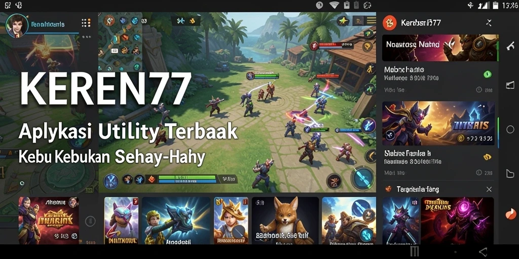 Tampilan utama aplikasi KEREN77 dengan fitur-fitur Utility.