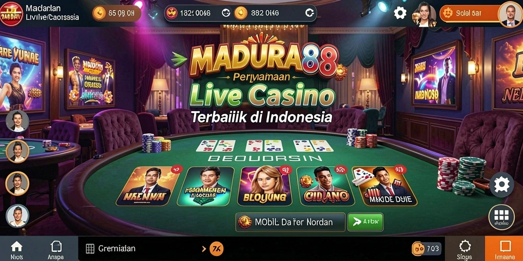 Tampilan gameplay Live Casino yang menegangkan di MADURA88.