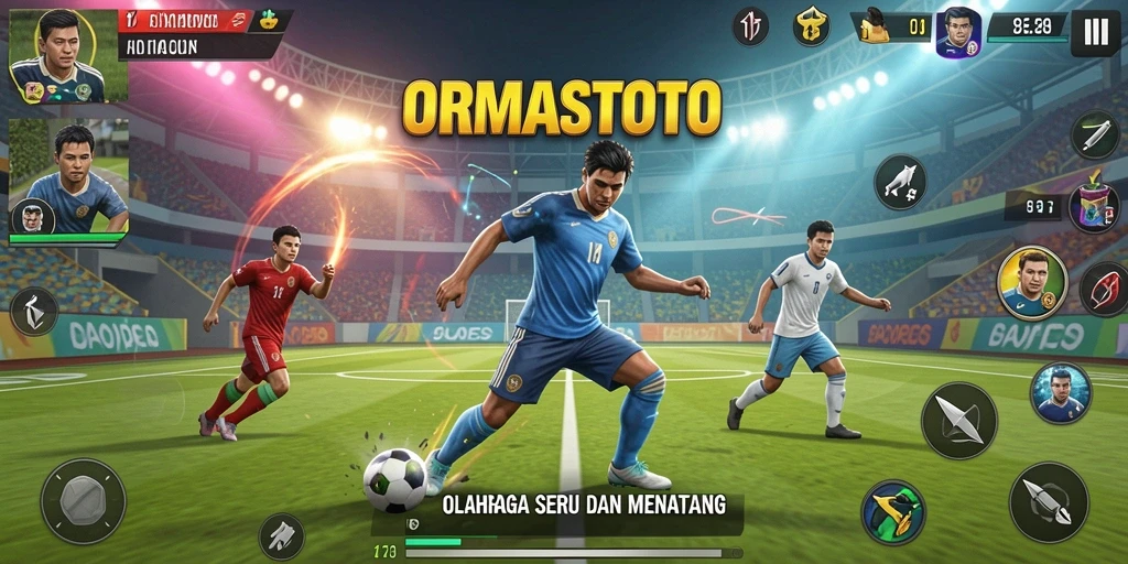 Tampilan gameplay seru di ORMASTOTO, penuh aksi olahraga.