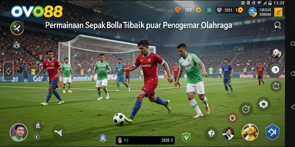Screenshot gameplay OVO88 menampilkan aksi seru permainan sepak bola.
