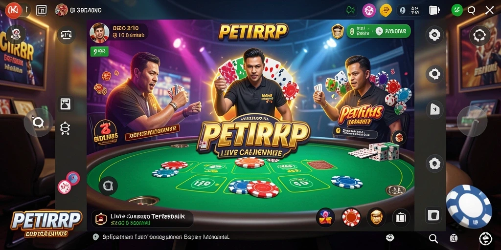 Screenshot utama PETIRRP menampilkan gameplay Live Casino yang seru dan interaktif.