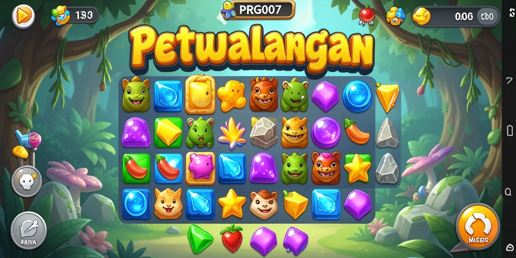 Tangkapan layar menampilkan gameplay seru PRG007 yang penuh warna.