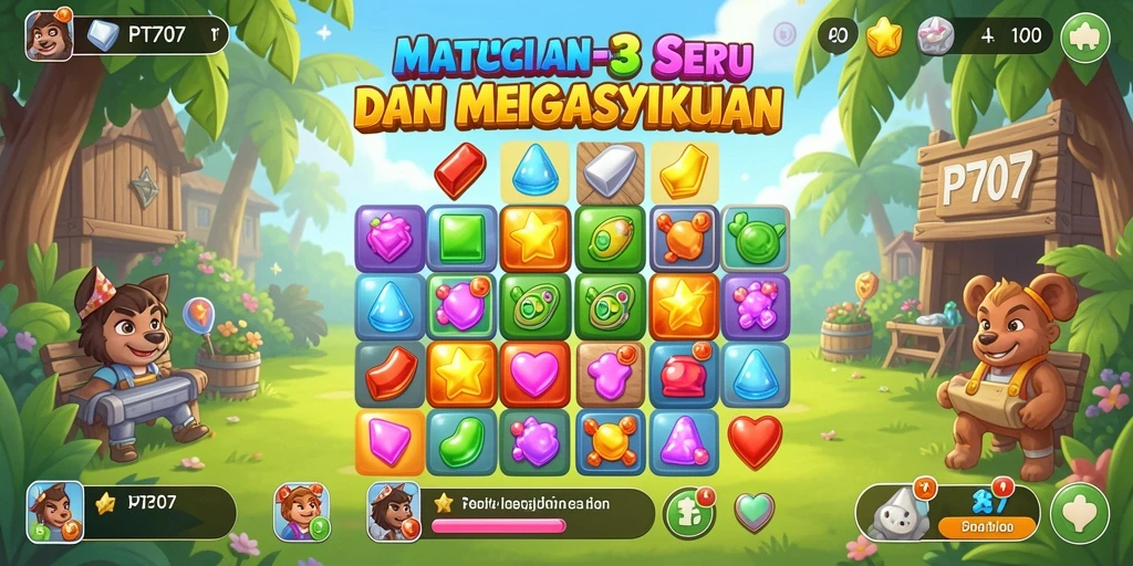 Screenshot gameplay PT707 yang menunjukkan aksi mencocokkan objek.
