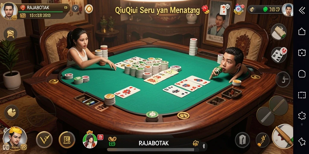 Tampilan menawan dari gameplay QiuQiu RAJABOTAK.