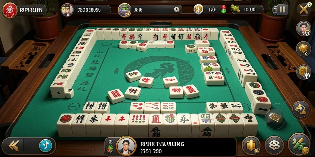 Tampilan gameplay <strong>RPRR</strong> saat pemain menyusun ubin Mahjong.
