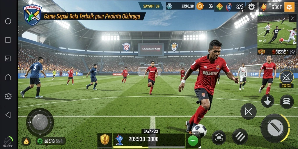 Gameplay seru dalam SAYAP33 menunjukkan aksi sepak bola yang dinamis.