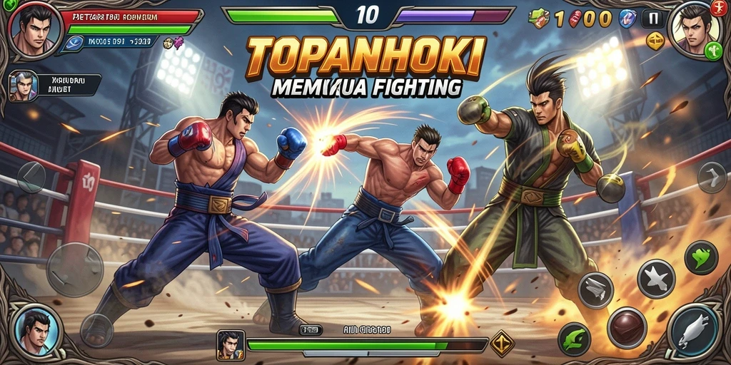 Screenshot dari gameplay pertarungan di TOPANHOKI yang seru.