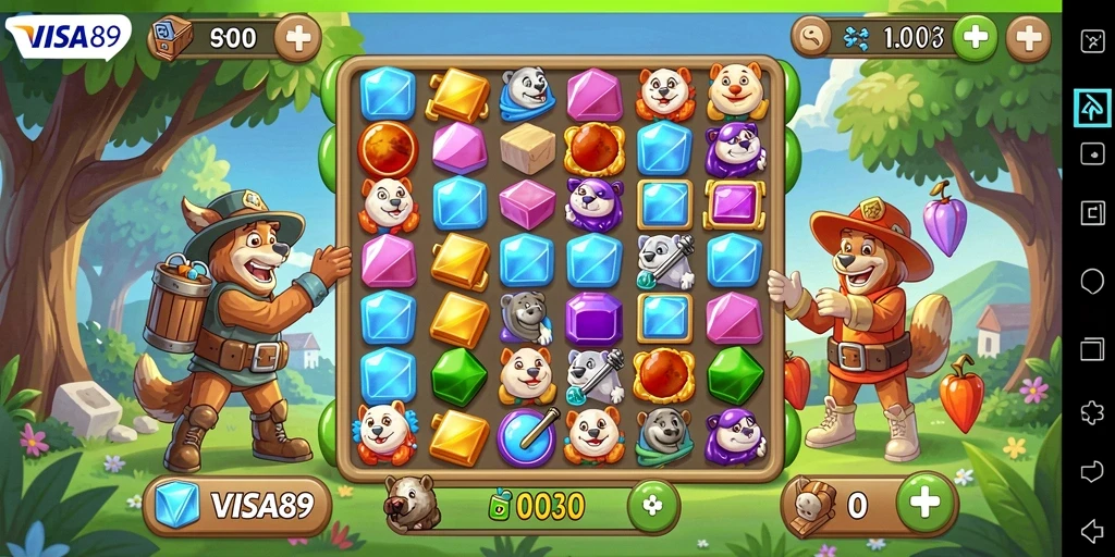 Tangkapan layar gameplay <strong>VISA89</strong> yang menampilkan serunya mencocokkan objek.